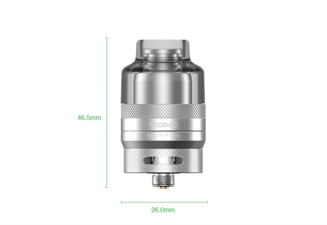 26 x 46.5 mm Voopoo Rta Pod Tank 2ml 510 Thread Pnp Tanks Replacement