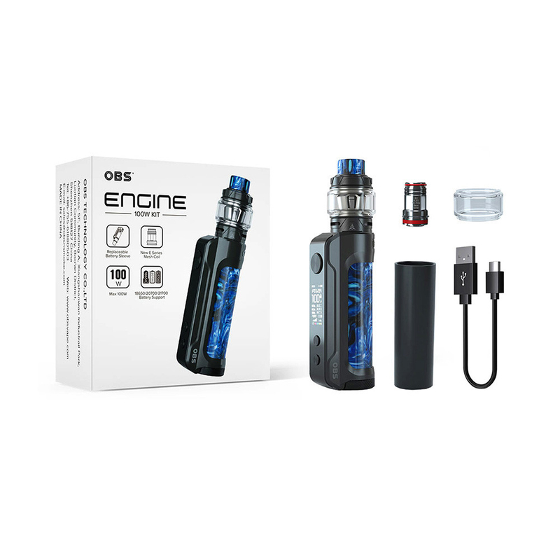OBS ENGINE 100W Box Mod Kits Single 18650 20700 21700 Battery 810 Resin Drip Tip