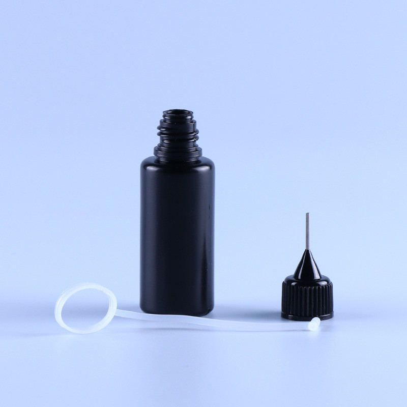 Black PE Needle Cap Tip Empty Ejuice Vape Juice Bottle Light Resistant Silicone Ring